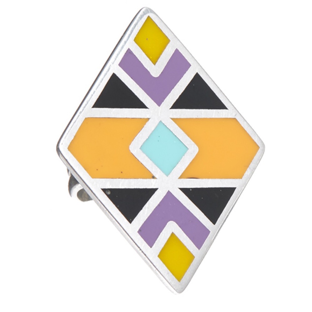 💙🧡 Geometric Inlay Ring 💛💜 - Picture 2 of 8
